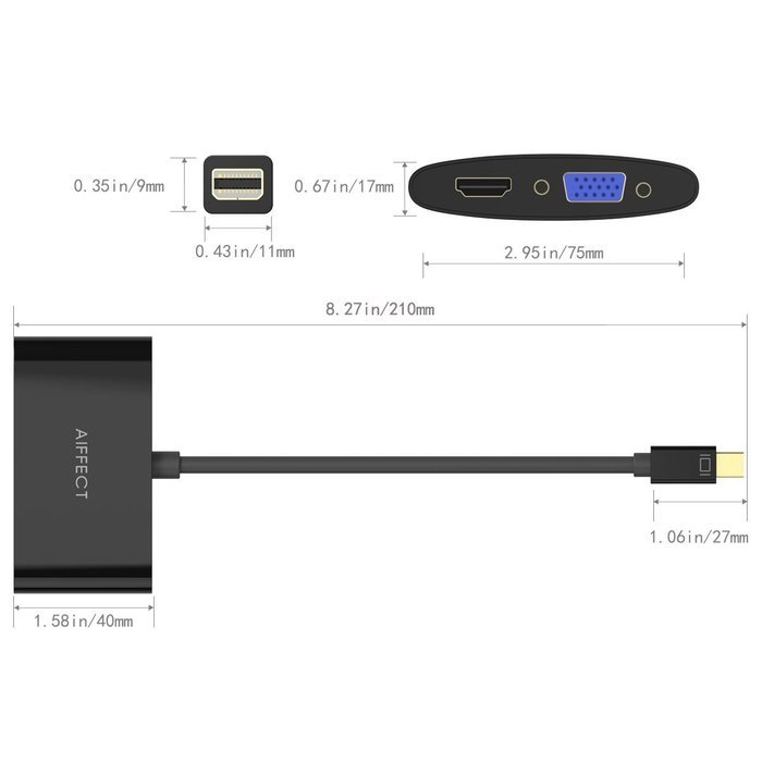[Upgraded Version 4K] AIFFECT 2 in 1 Mini DP to HDMI & VGA 4K Adapter ...