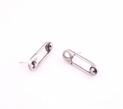 Hot New Fashion Design Women Retro Silver Plated Safety Pin Stud Earrings Gift N4