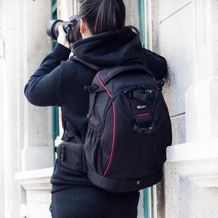 EIRMAI EMB-D2320-R SLR/DSLR Digital Camera Backpack Bag for Cameras and Accessories Black N2