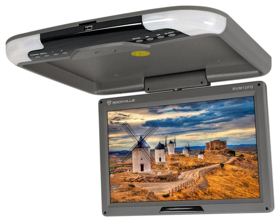 Rockville RVM18FD-BK 18" TFT Black Flip Down Car Monitor w/ USB/SD/Video Games N60