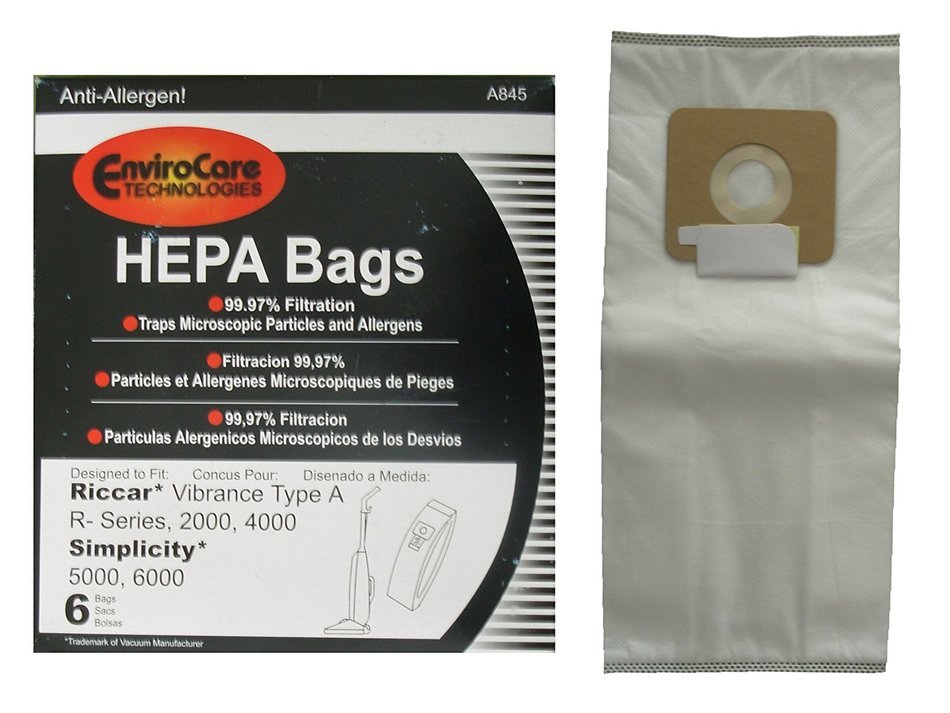 12 Riccar Vibrance Simplicity 5000, 6000 Type a Hepa Bags, Commercial, Canister Vacuum Cleaners, S6-3, S6-12,...