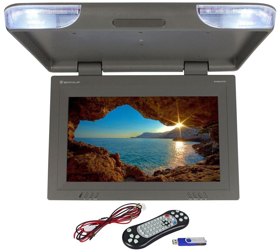Rockville RVM18FD-BK 18" TFT Black Flip Down Car Monitor w/ USB/SD/Video Games N63