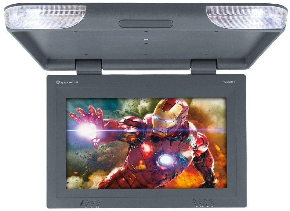 Rockville RVM18FD-BK 18" TFT Black Flip Down Car Monitor w/ USB/SD/Video Games N64