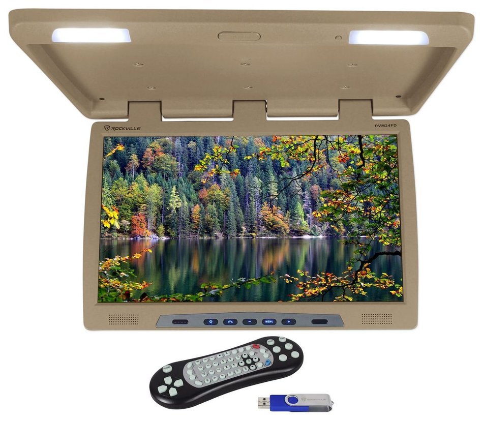 Rockville RVM18FD-BK 18" TFT Black Flip Down Car Monitor w/ USB/SD/Video Games N67