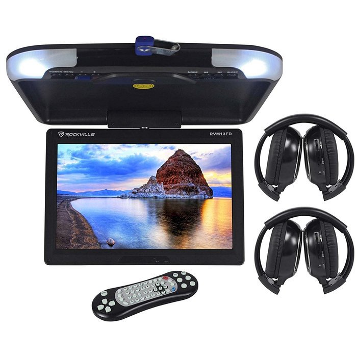 Rockville RVM18FD-BK 18" TFT Black Flip Down Car Monitor w/ USB/SD/Video Games N74