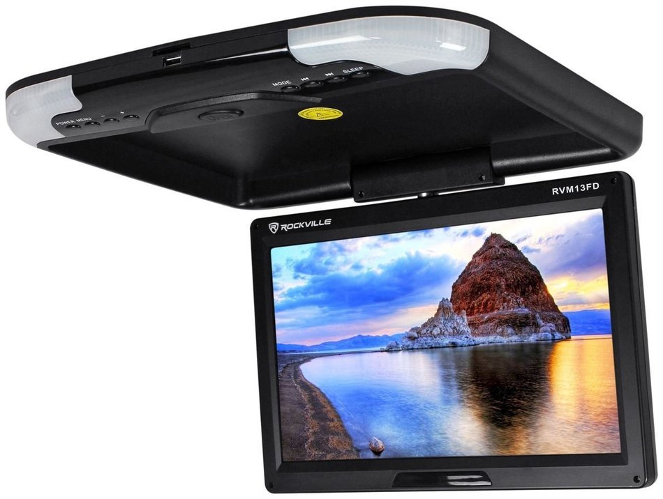 Rockville RVM18FD-BK 18" TFT Black Flip Down Car Monitor w/ USB/SD/Video Games N75