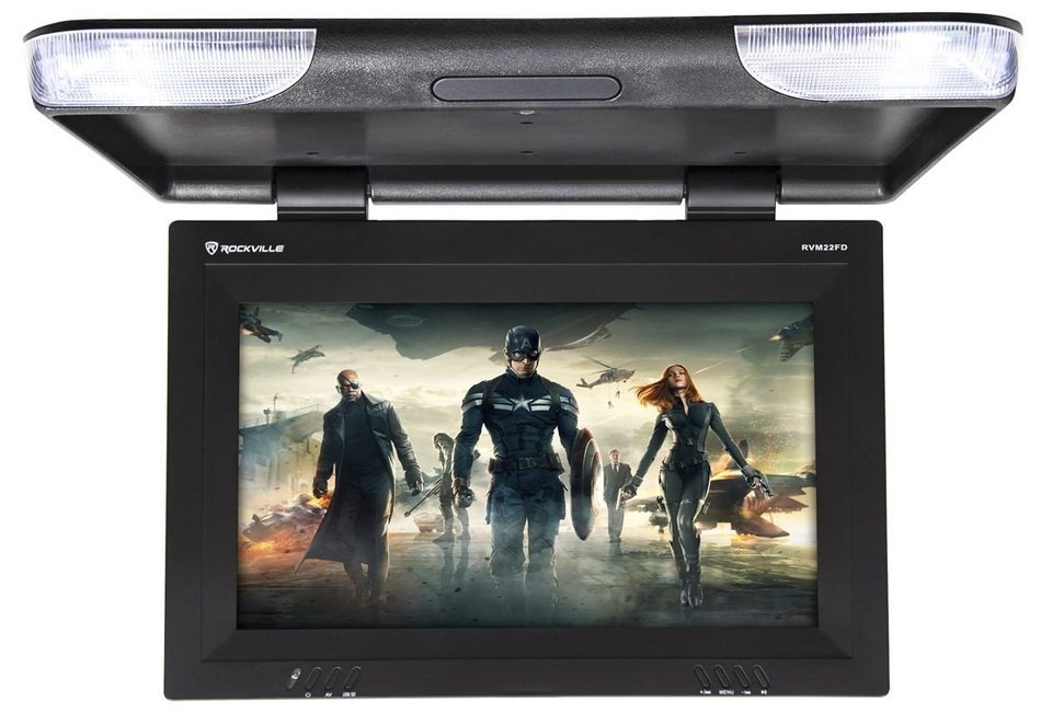 Rockville RVM18FD-BK 18" TFT Black Flip Down Car Monitor w/ USB/SD/Video Games N82