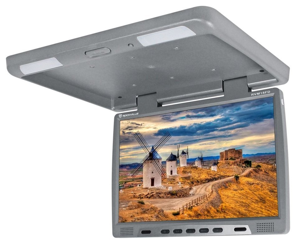 Rockville RVM18FD-BK 18" TFT Black Flip Down Car Monitor w/ USB/SD/Video Games N84
