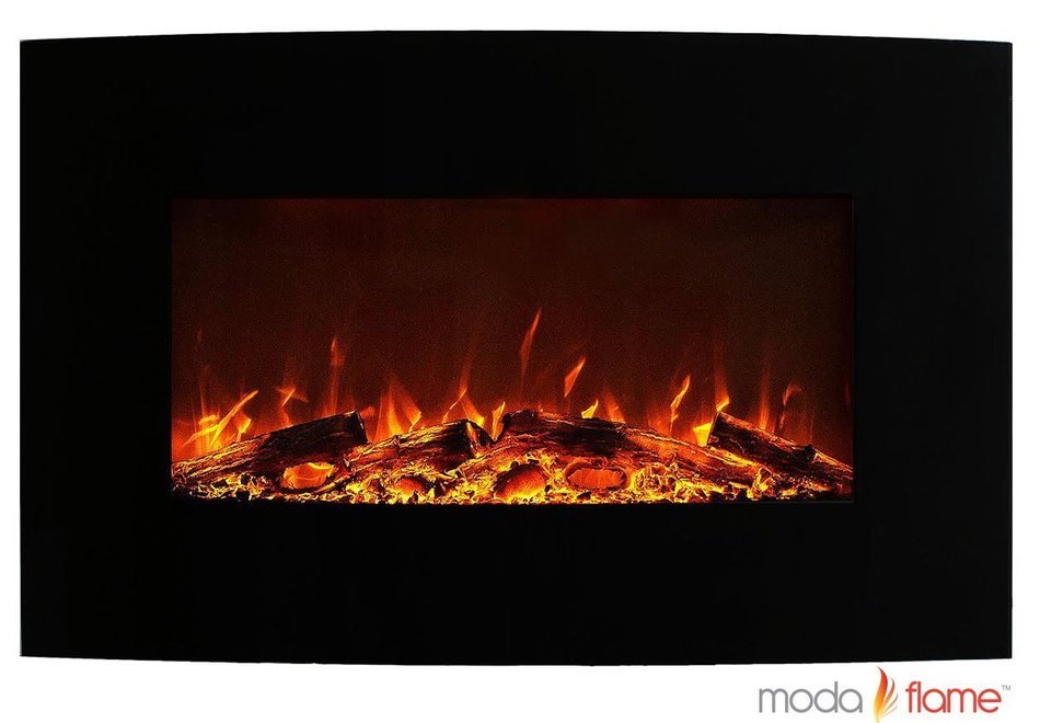 Moda Flame Chelsea 35 Inch Curved Black Wall Mounted Electric Fireplace N3