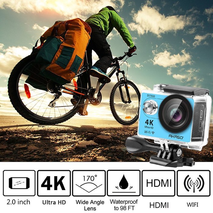 AKASO EK7000 4K WIFI Sports Action Camera Ultra HD Waterproof DV Camcorder 12MP 170 Degree Wide Angle 2 inch LCD... N21