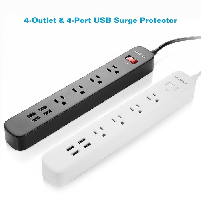 2-Pack ISELECTOR 4-Outlet Surge Protector Power Strip with 4 USB Charging Ports N9