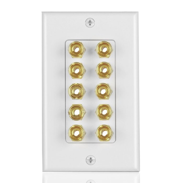 TNP Home Theater Wall Plate - 3-Gang 7.2 Surround Sound Distribution w/ Premium Gold Plated Copper Banana Binding... N28
