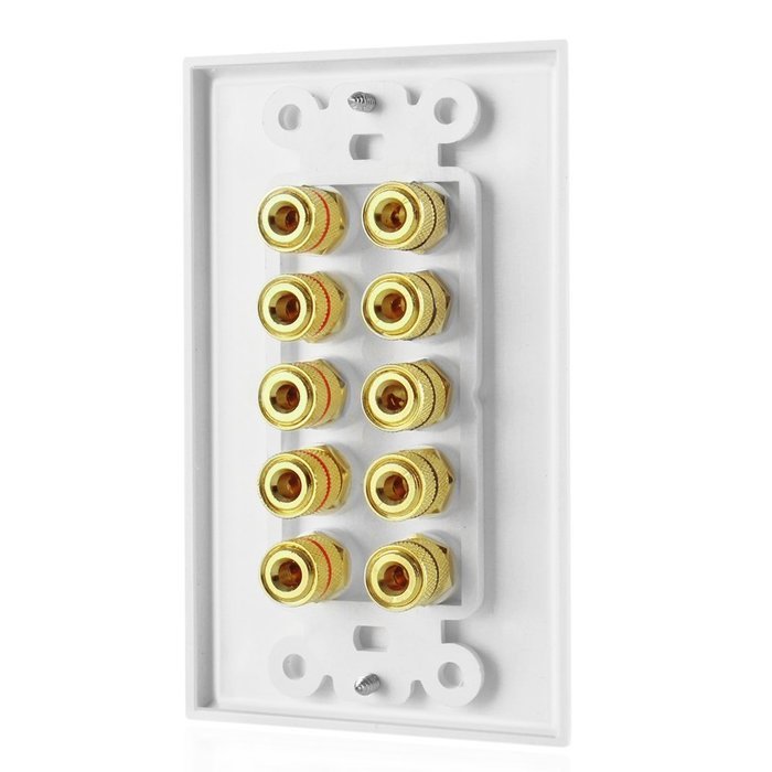 TNP Home Theater Wall Plate - 3-Gang 7.2 Surround Sound Distribution w/ Premium Gold Plated Copper Banana Binding... N29