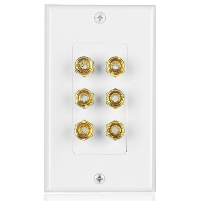 TNP Home Theater Wall Plate - 3-Gang 7.2 Surround Sound Distribution w/ Premium Gold Plated Copper Banana Binding... N30