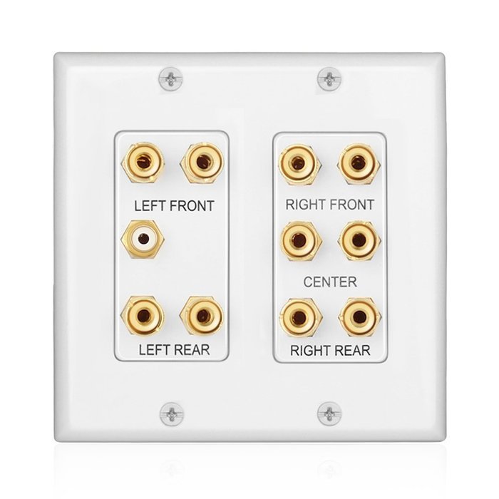 TNP Home Theater Wall Plate - 3-Gang 7.2 Surround Sound Distribution w/ Premium Gold Plated Copper Banana Binding... N33