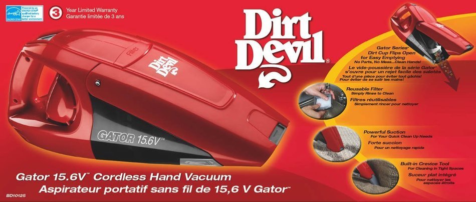 Dirt Devil Gator 15.6V Cordless Bagless Handheld Vacuum, BD10125