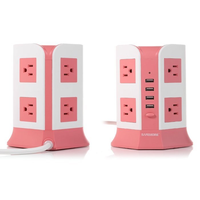 SAFEMORE Smart 8-Outlet with 4-USB Output Power Strip (Blue and White) N16