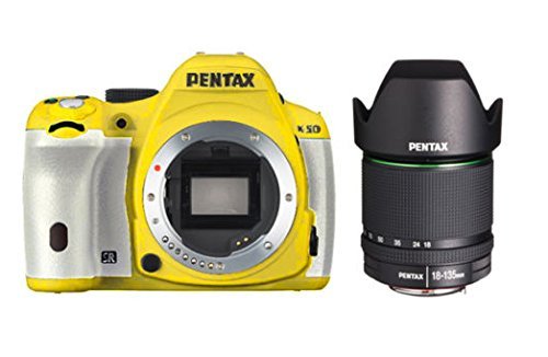 Pentax K-50 16MP Digital SLR Camera 3-Inch LCD with 18-135mm f/3.5-5.6 WR Lens (Yellow/White)