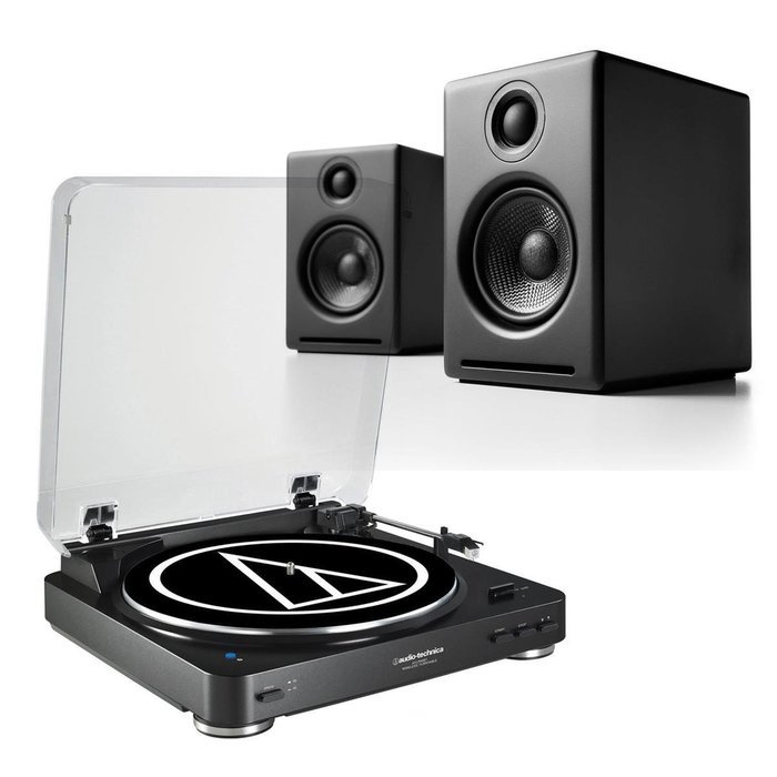 AudioTechnica AT-LP60 Fully Automatic Stereo 2-Speed Turntable System (Black) with Audioengine A2+ Premium Powered... N6