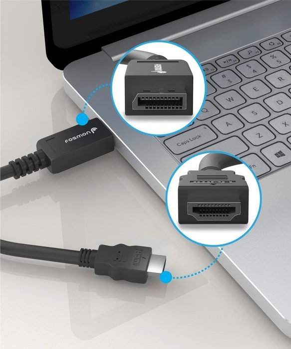 Fosmon 6FT DisplayPort (Male) to HDMI (Male) 6 ft Cable for PCs to an HDTV, monitor, or projector with HDMI port... N5