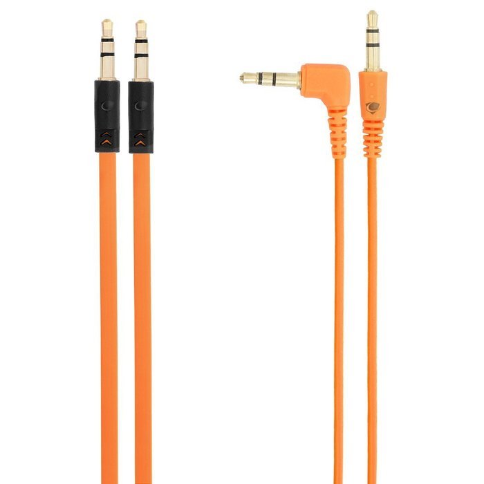 Chromo Inc. 2x Pack 3.5mm Auxiliary Cable 1 Angled and 1 Flat Audio Music Aux - Pumpkin N2