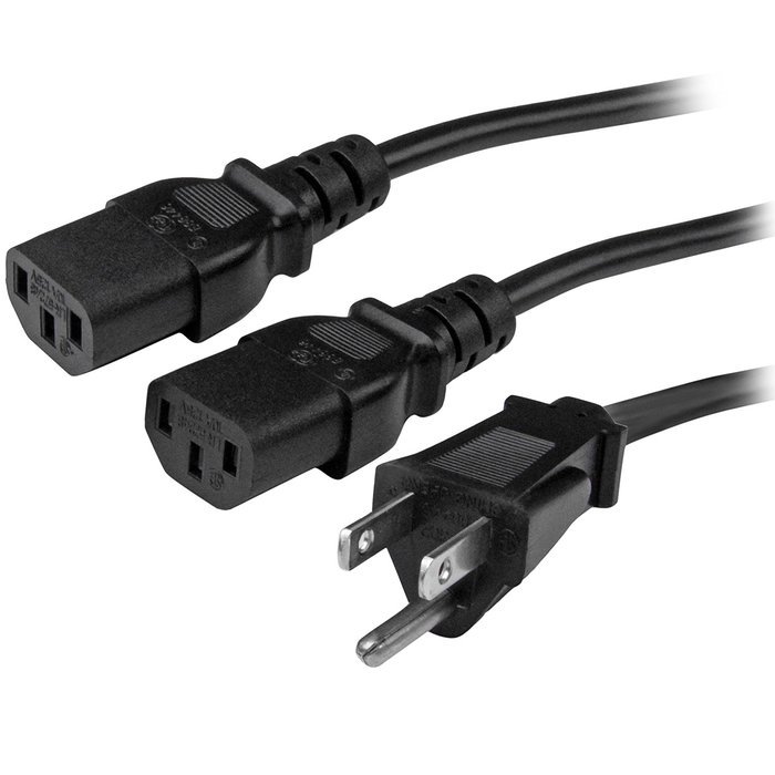StarTech.com PXT101Y 6 feet Standard Y Computer Power Cord NEMA 5-15P to 2x C13 N4