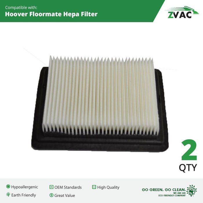 2 Hoover Floormate WASHABLE, REUSABLE HEPA Filters #40112050 By ZVac N2
