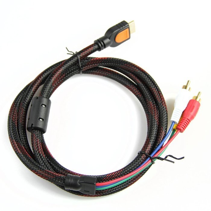 HOODDEAL 5Ft 1.5m HDMI To 3-RCA Video Audio AV Component Converter Adapter Cable For HDTV DVD N5