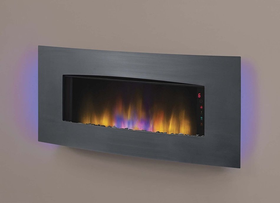 ClassicFlame 34HF601ARA-A004 Transcendence 34" Wall Mounted Electric Fireplace, Brushed Aluminum N3