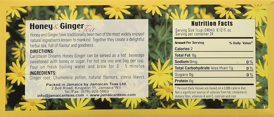 Caribbean Dreams Honey & Ginger Tea, 24 tea bags