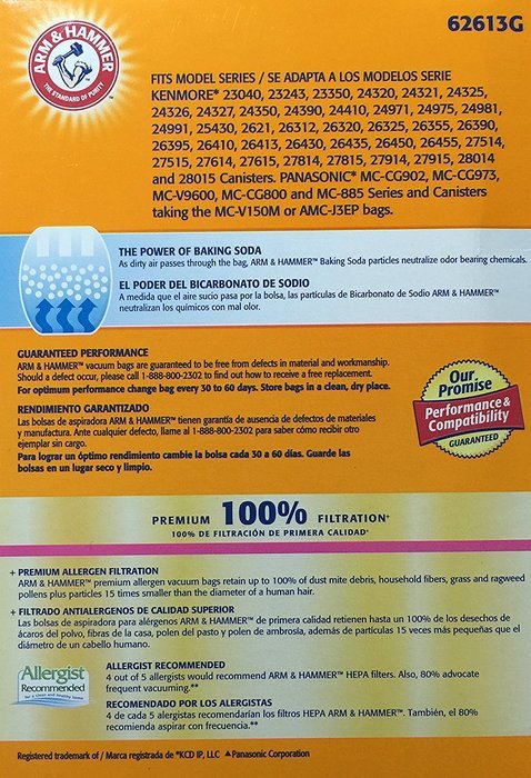 ARM & HAMMER Kenmore C 5055/50558 Premium Allergen Bag- 1 Pack of 3 Bags