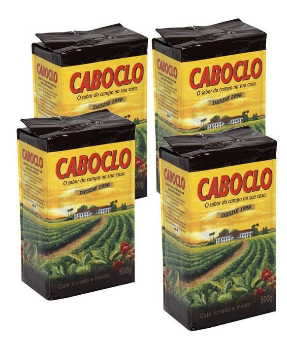 Cafe Caboclo 500g | Torrado e Mo&iacute;do | Roast and Ground Coffee 17.60oz (PACK OF 4) |GLUTEN FREE|