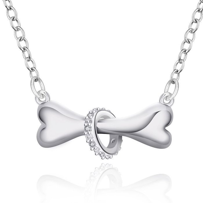 Dog Bone Pendant Women's Crystal Necklace 925 Silver Plated New Fashion Jewelry N2