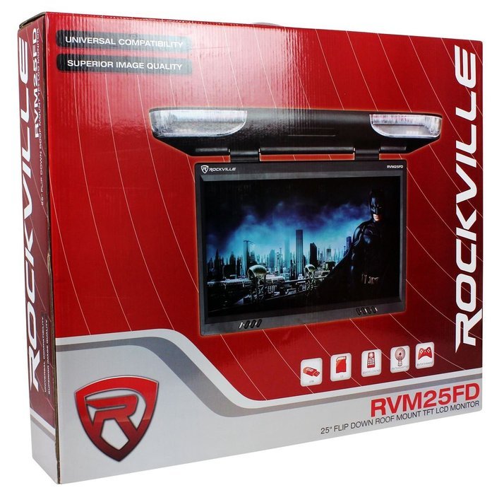 Rockville RVM18FD-BK 18" TFT Black Flip Down Car Monitor w/ USB/SD/Video Games N91