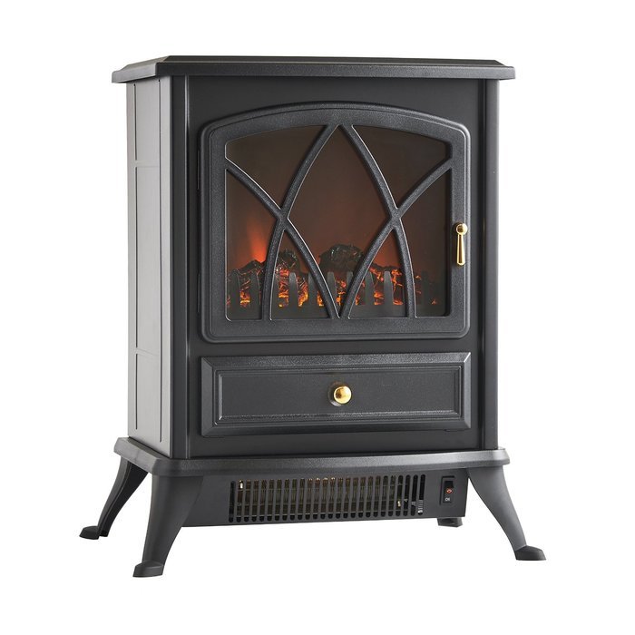 VonHaus 1500W Portable Electric Stove Heater Fireplace / Space Heater with Log Burning Flame Effect N5