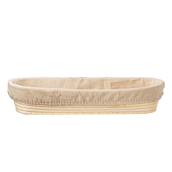 DOYOLLA 1pcs Oval Shaped 10" Banneton Brotform Bread Dough Proofing Rising Rattan Basket & Liner Combo N5