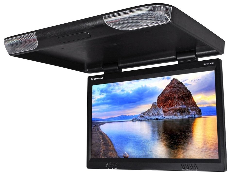 Rockville RVM18FD-BK 18" TFT Black Flip Down Car Monitor w/ USB/SD/Video Games N106