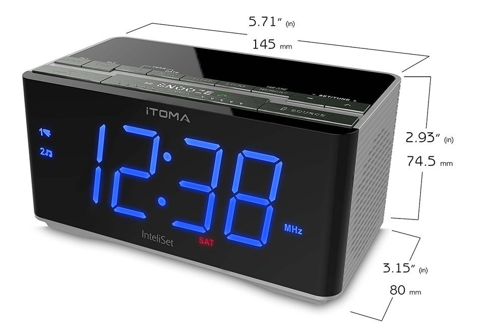 iTOMA Alarm Clock with FM Radio, Bluetooth Speakers, Dual Alarm with Snooze, USB Charge Port, Auxiliary Input,... N4