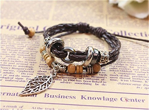 NEW Jewelry Fashion Infinity Leather Charm Bracelet Silver lots Beads Style N4