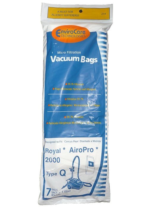 7 Royal Type Q Allergy Vacuum BAG + Filter, AirPro Ry 2000, Aire, Canister Vacuum Cleaners, 3-RY2100-001, RY2100