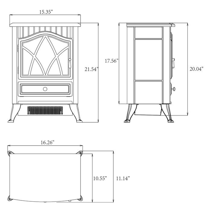 AKDY 16" European Style Freestand Modern Electric Fireplace Heater Stove AK-ND-18D2P N5