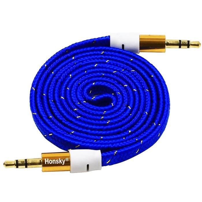 Pack of 4, 3.2 Ft 3.5mm Audio Cable Male to Male, Honsky Universal Durable Braided Colorful Noodle Flat Gold Plated... N16