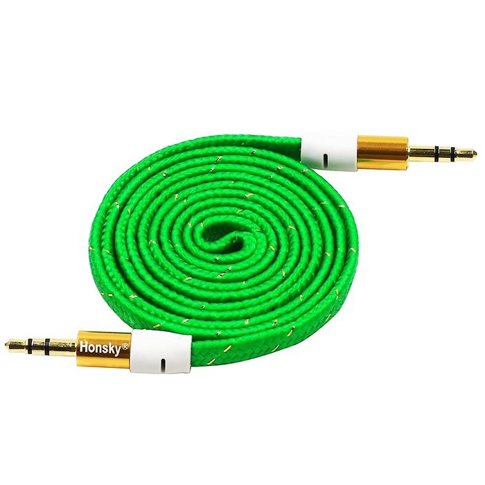 Pack of 4, 3.2 Ft 3.5mm Audio Cable Male to Male, Honsky Universal Durable Braided Colorful Noodle Flat Gold Plated... N17