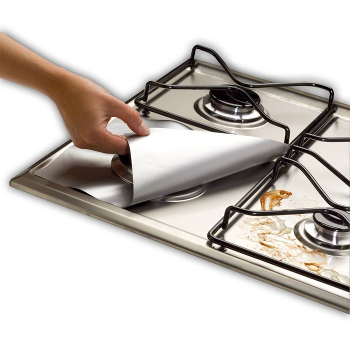 Cooks Innovations Non-Stick Gas Range Protectors - Silver - Set of 4 N2