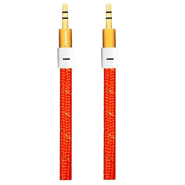 Pack of 4, 3.2 Ft 3.5mm Audio Cable Male to Male, Honsky Universal Durable Braided Colorful Noodle Flat Gold Plated... N19