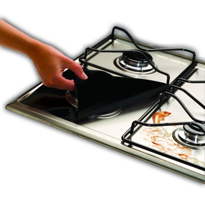Cooks Innovations Non-Stick Gas Range Protectors - Silver - Set of 4 N3