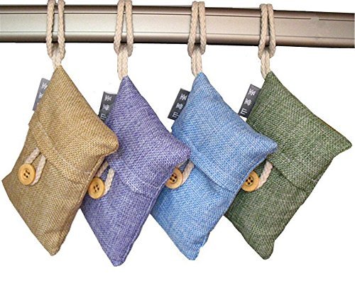 Natural Air Purifying Bamboo Charcoal Bags, Removes Odors Allergens and Harmful Pollutants Prevents Mold Mildew... N4