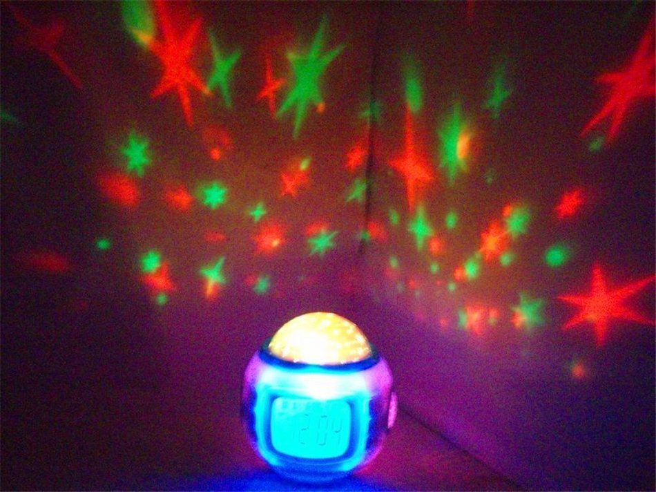 Surborder Shop Color Change Starry Night Projection Music Digital Alarm Clock with Backlight Led Nigh Light Calendar... N4