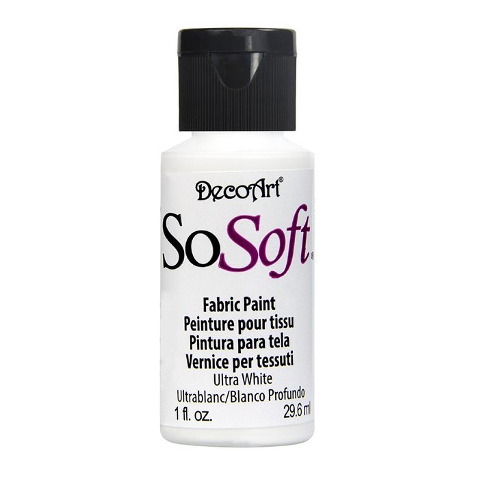 DecoArt SoSoft Fabric Acrylics Paint, 1-Ounce, Ultra White