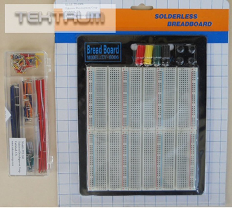 TEKTRUM EXTERNALLY POWERED SOLDERLESS 1660 TIE-POINTS EXPERIMENT PLUG-IN BREADBOARD WITH ALUMINUM BACK PLATE AND... N3